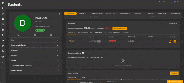 Creating a One-Time Charge for a student purchasing merchandise.