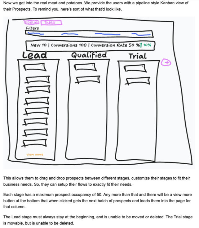 The Kanban section of the Pitch